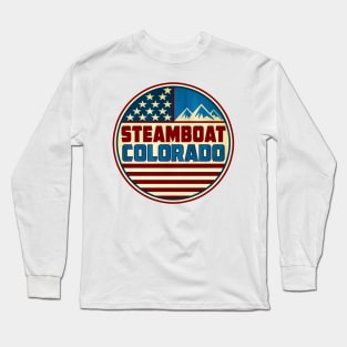 Steamboat Springs Colorado Skiing Red White Blue Mountains Long Sleeve T-Shirt